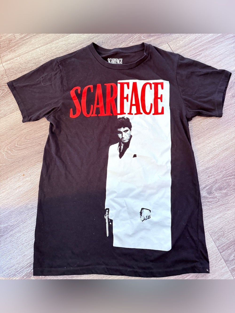 Scarface Tony Montana Movie Poster Graphic T-Shirt Black Size Small Mad Engine